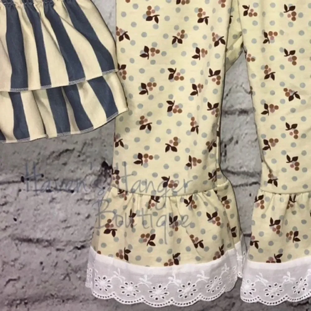 2pc. Stripes & Floral Pant Set #3